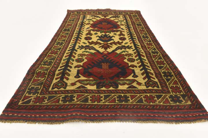 90cm x 145cm anudado a mano Sumak Alfombra Lana