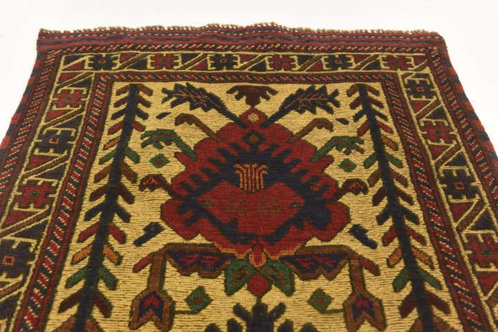 90cm x 145cm anudado a mano Sumak Alfombra Lana