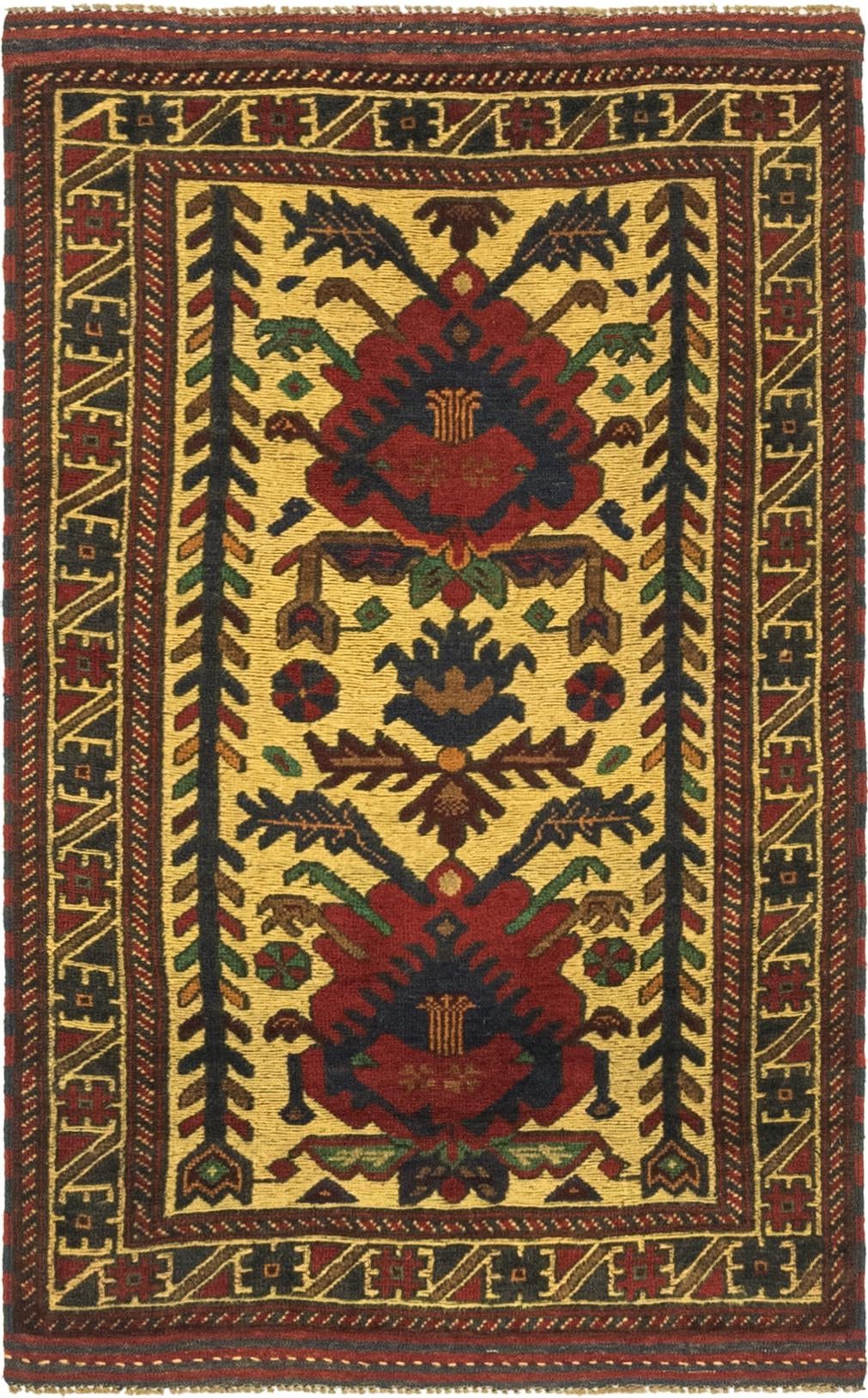 2' 11 x 4' 9 Hand Knotted Sumak Wool Rug
