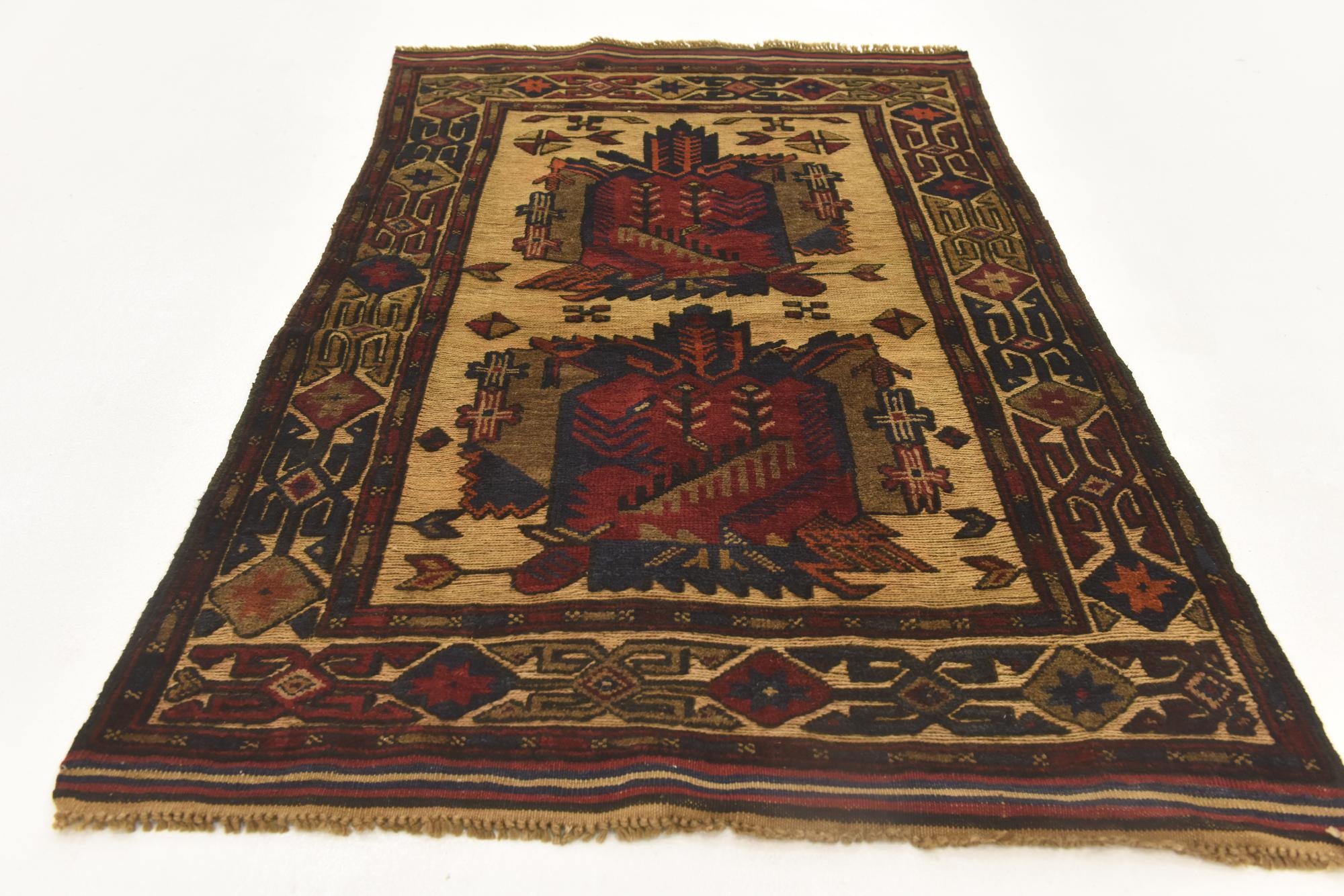 3' 2 x 4' 8 Hand Knotted Sumak Wool Rug
