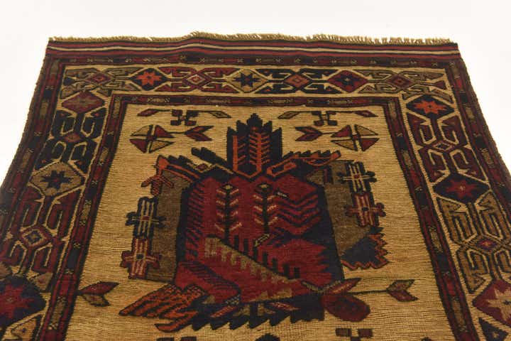 3' 2 x 4' 8 Hand Knotted Sumak Wool Rug