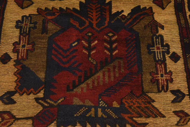 Detail image of 3' 2 x 4' 8 Hand Knotted Sumak Wool Rug
