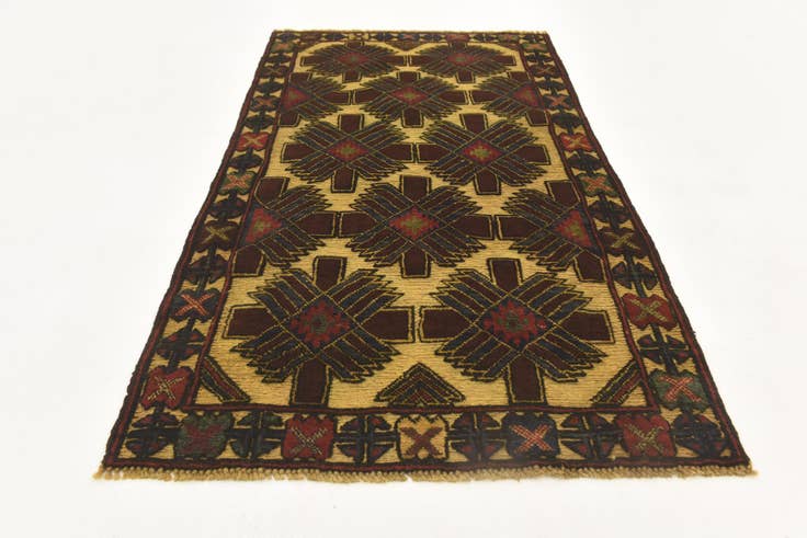 Detail image of 2' 8 x 4' 9 Hand Knotted Sumak Wool Rug