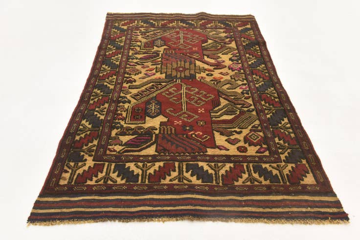 Detail image of 3' 1 x 4' 9 Hand Knotted Sumak Wool Rug