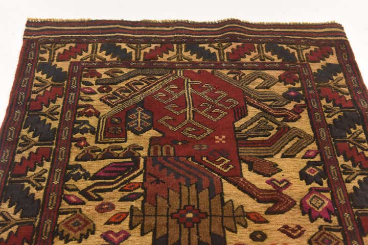 3' 1 x 4' 9 Hand Knotted Sumak Wool Rug