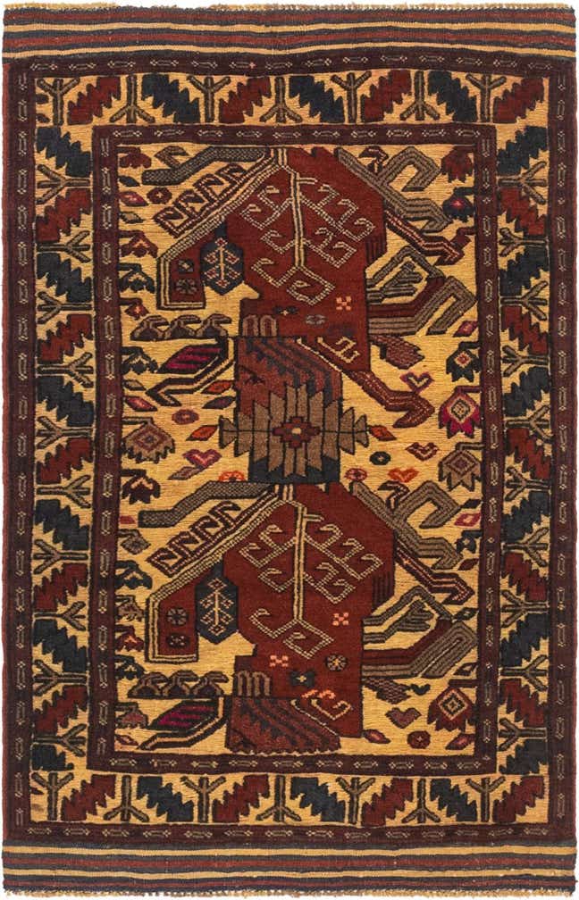 3' 1 x 4' 9 Hand Knotted Sumak Wool Rug