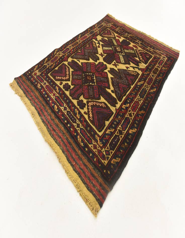 Detail image of 3' 1 x 4' 4  Hand Knotted Sumak Wool Rug