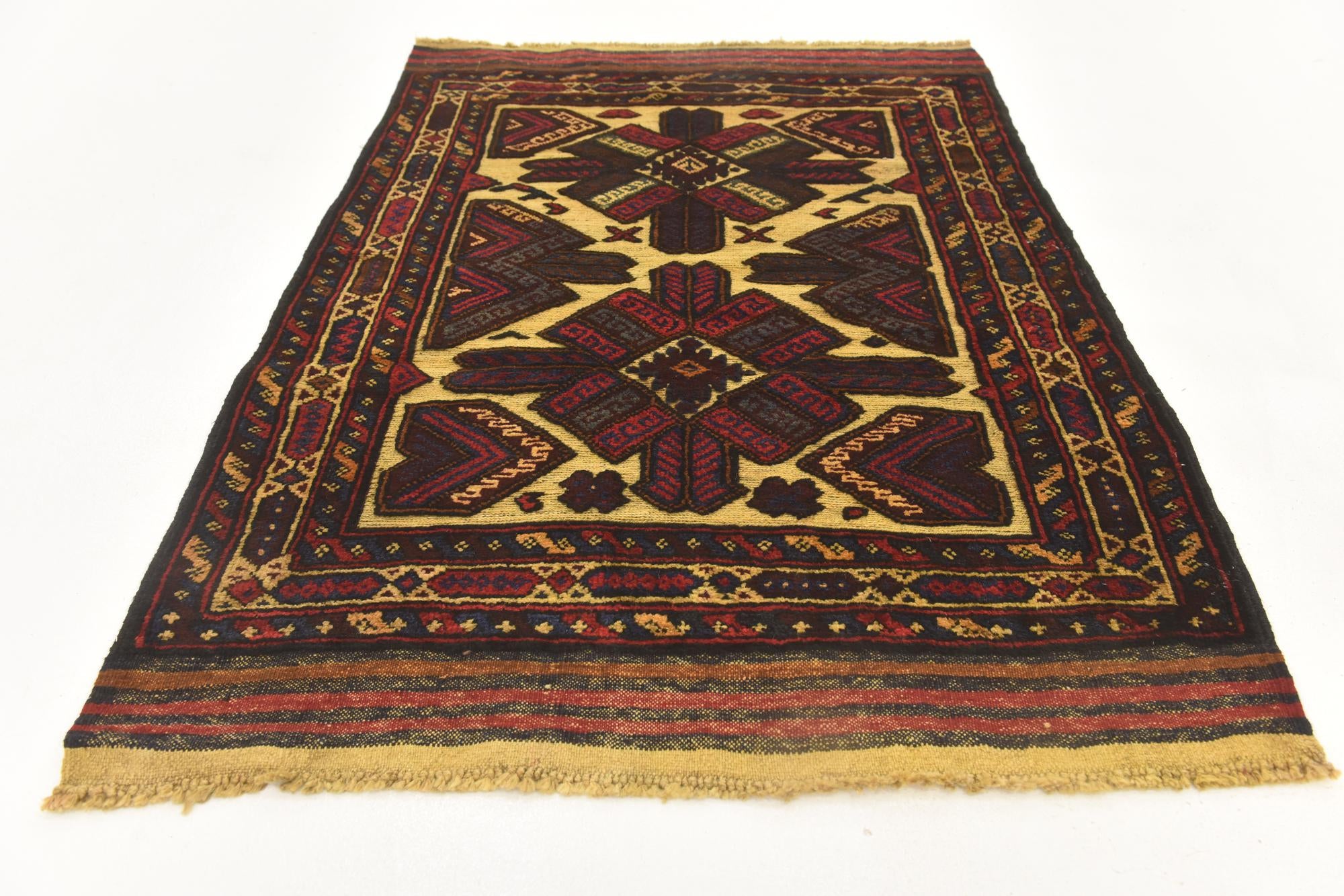 3' 1 x 4' 4 Hand Knotted Sumak Wool Rug