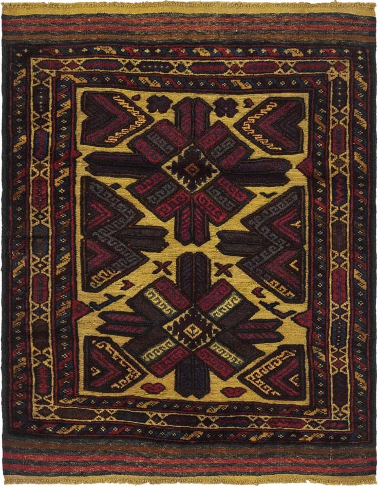 Detail image of 3' 1 x 4' 4 Hand Knotted Sumak Wool Rug