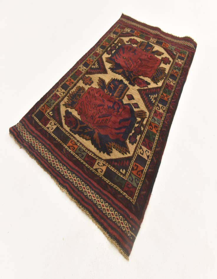 Detail image of 2' 8 x 4' 5  Hand Knotted Sumak Wool Rug