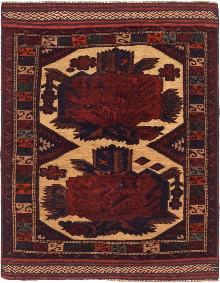 Detail image of 2' 8 x 4' 5 Hand Knotted Sumak Wool Rug