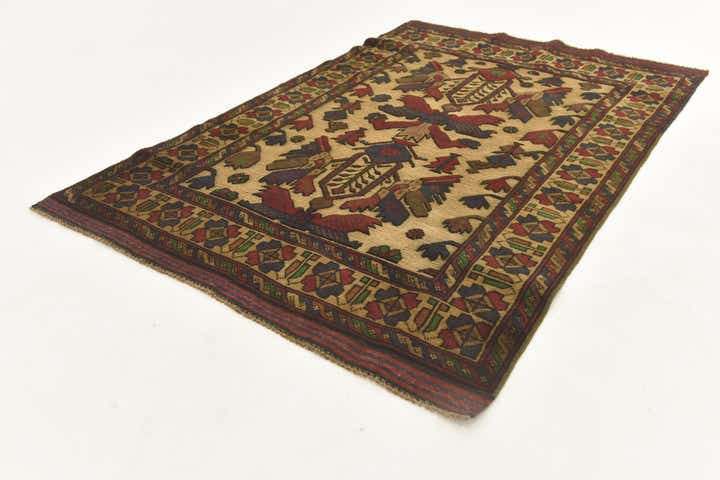 3' 2 x 4' 9 Hand Knotted Sumak Wool Rug