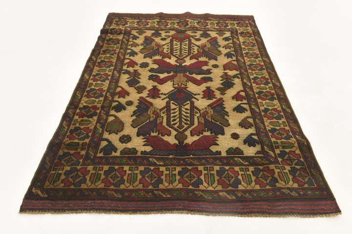 3' 2 x 4' 9 Hand Knotted Sumak Wool Rug