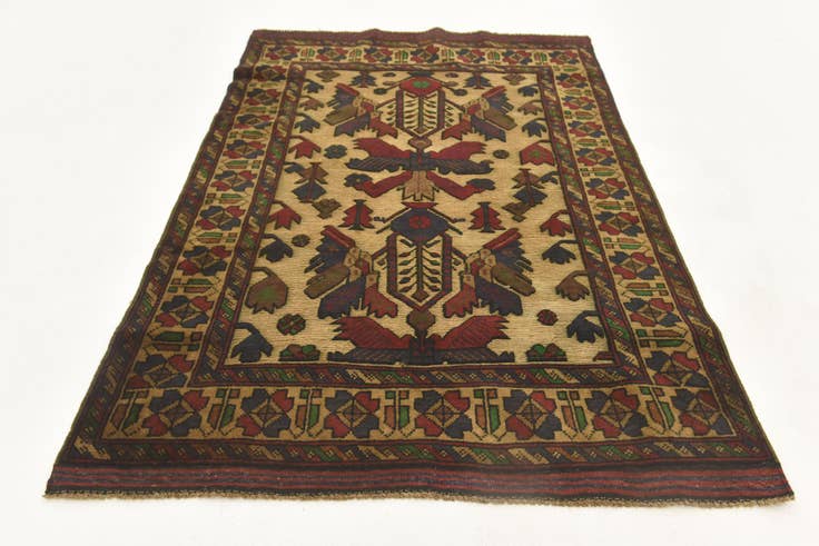 Detail image of 3' 2 x 4' 9 Hand Knotted Sumak Wool Rug