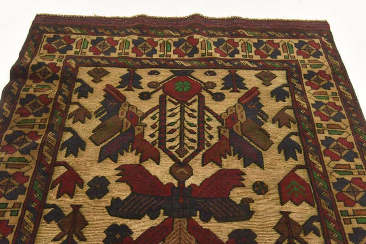 3' 2 x 4' 9 Hand Knotted Sumak Wool Rug