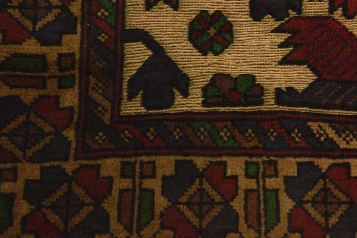 3' 2 x 4' 9 Hand Knotted Sumak Wool Rug