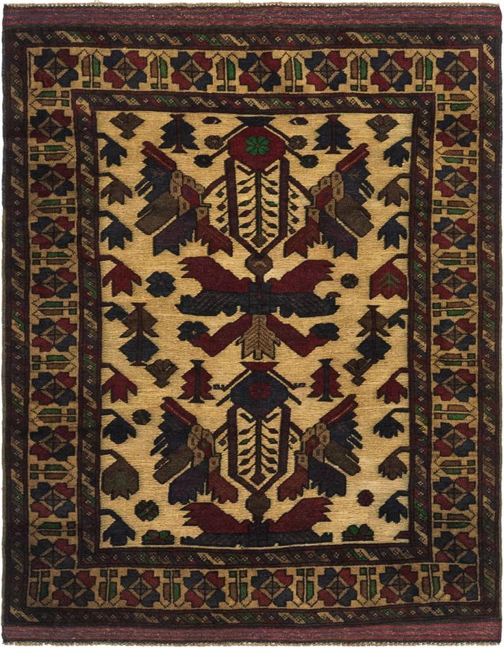 Detail image of 3' 2 x 4' 9 Hand Knotted Sumak Wool Rug
