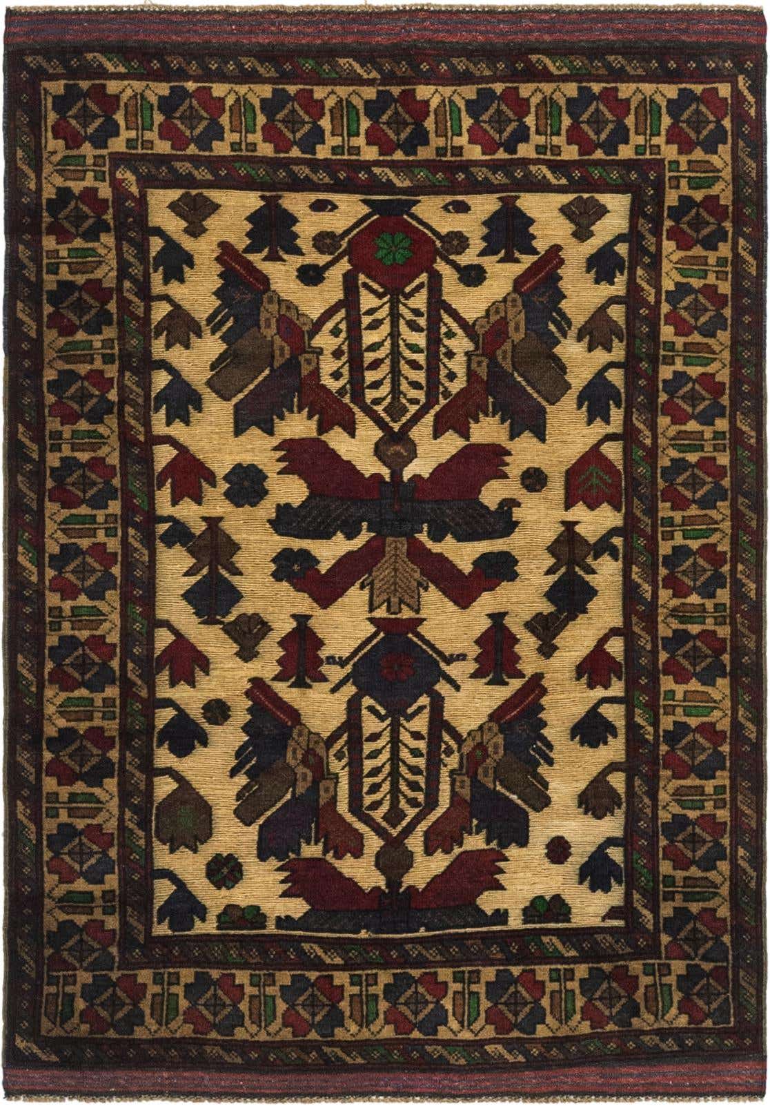 3' 2 x 4' 9 Hand Knotted Sumak Wool Rug