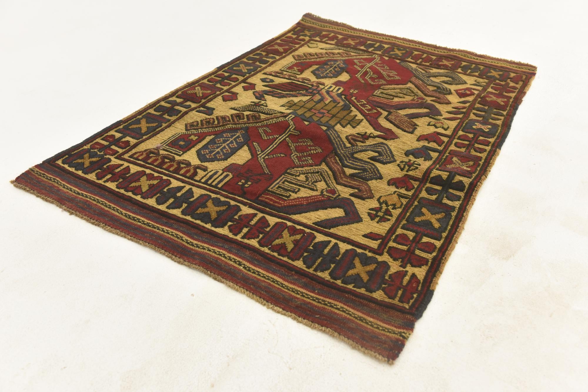 2' 11 x 4' 3 Hand Knotted Sumak Wool Rug