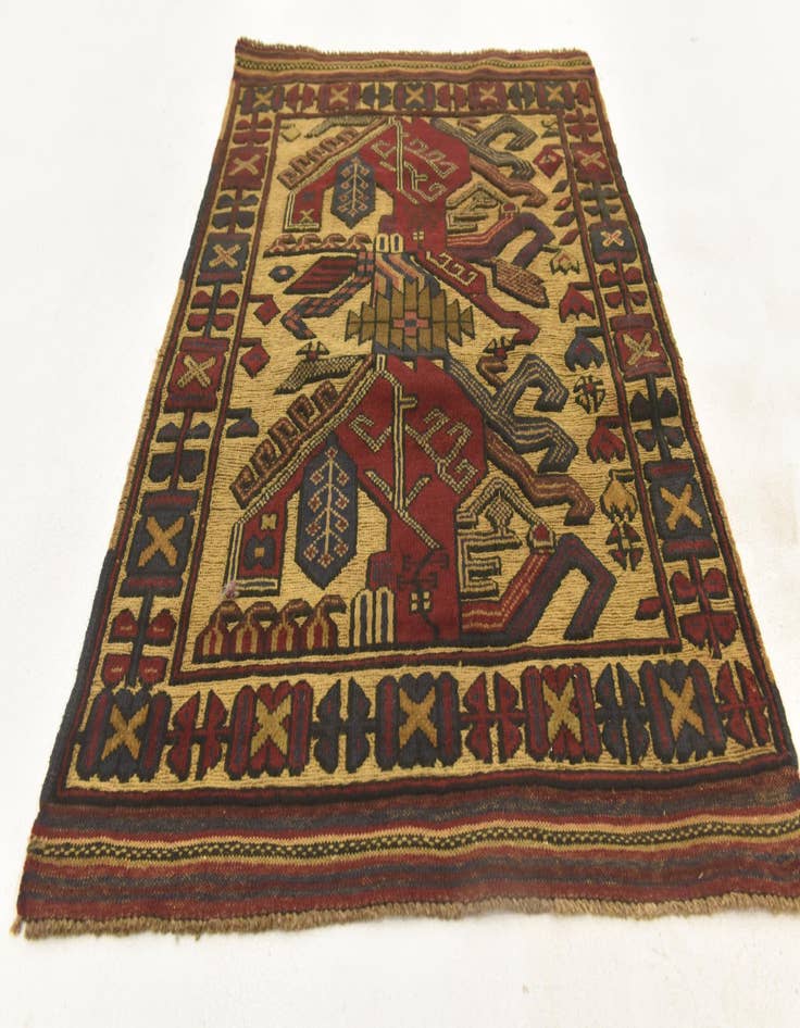 Detail image of 2' 11 x 4' 3  Hand Knotted Sumak Wool Rug