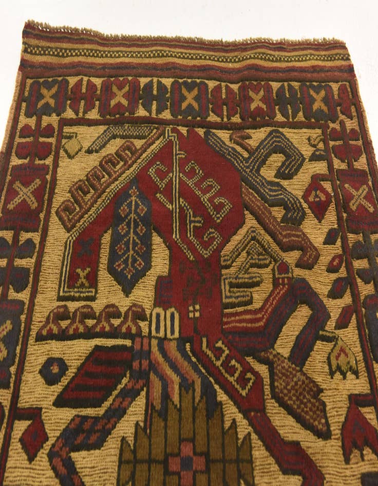 Detail image of 2' 11 x 4' 3  Hand Knotted Sumak Wool Rug