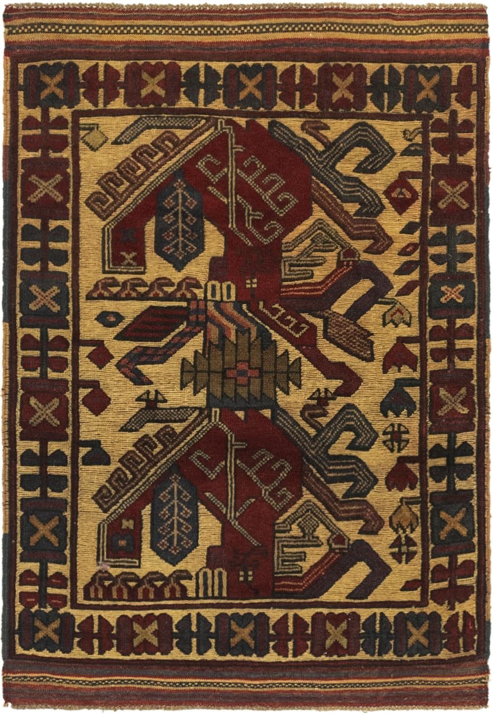 2' 11 x 4' 3 Hand Knotted Sumak Wool Rug