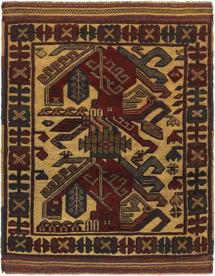 Detail image of 2' 11 x 4' 3 Hand Knotted Sumak Wool Rug