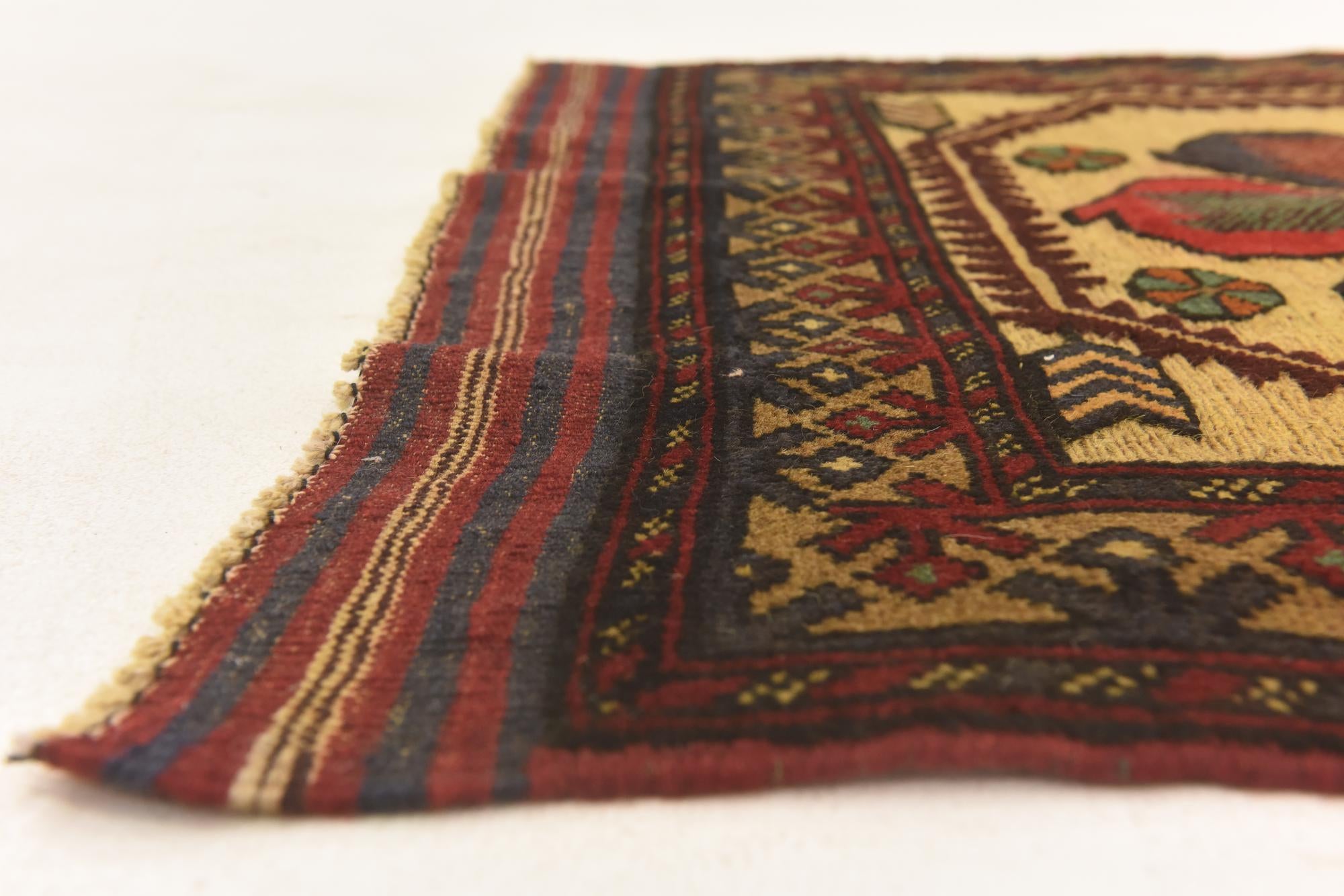 3' 1 x 4' 10 Hand Knotted Sumak Wool Rug