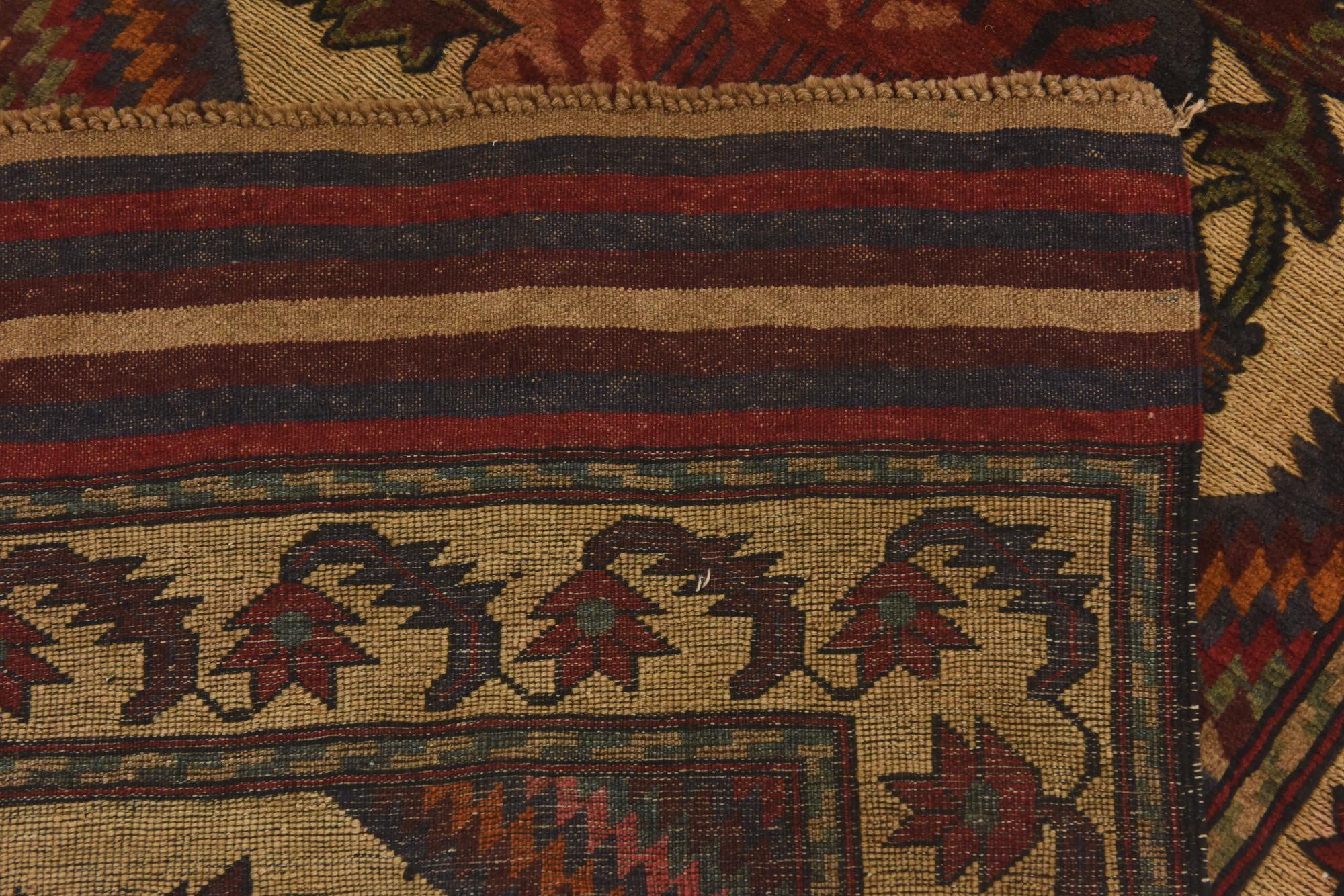 3' 11 x 6' Hand Knotted Sumak Wool Rug