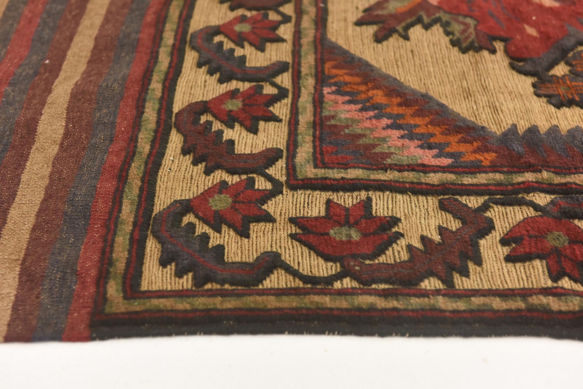3' 11 x 6' Hand Knotted Sumak Wool Rug
