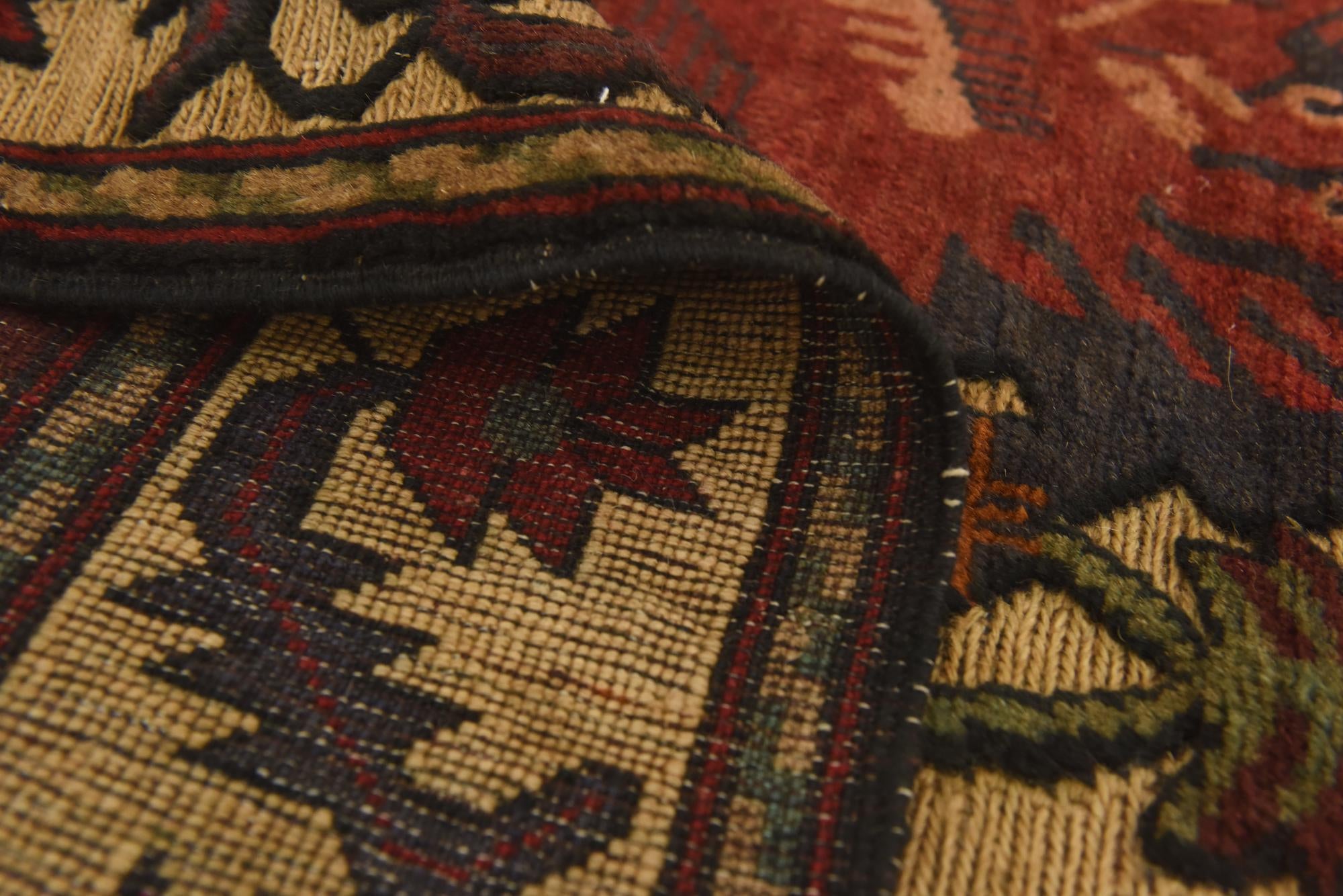 3' 11 x 6' Hand Knotted Sumak Wool Rug