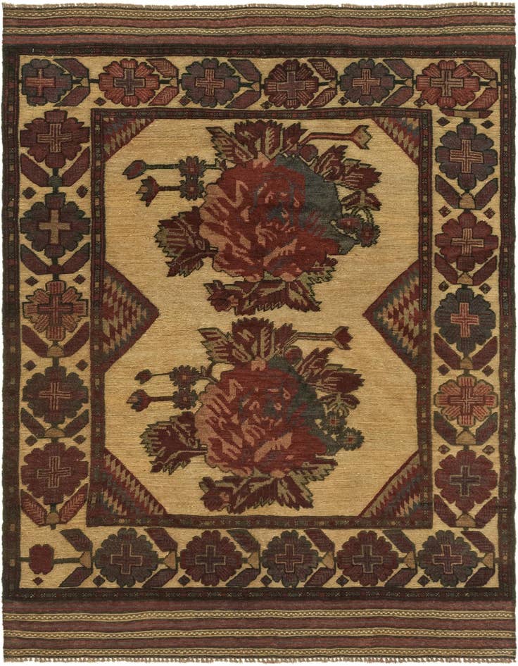 Detail image of 4' 2 x 5' 11 Hand Knotted Sumak Wool Rug