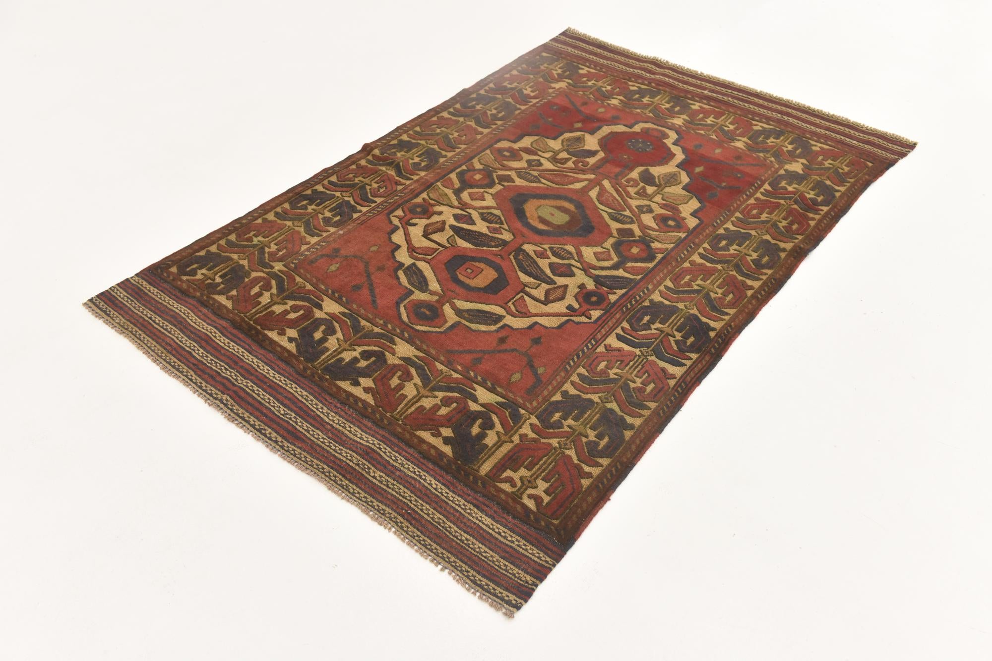 4' 1 x 6' 7 Hand Knotted Sumak Wool Rug