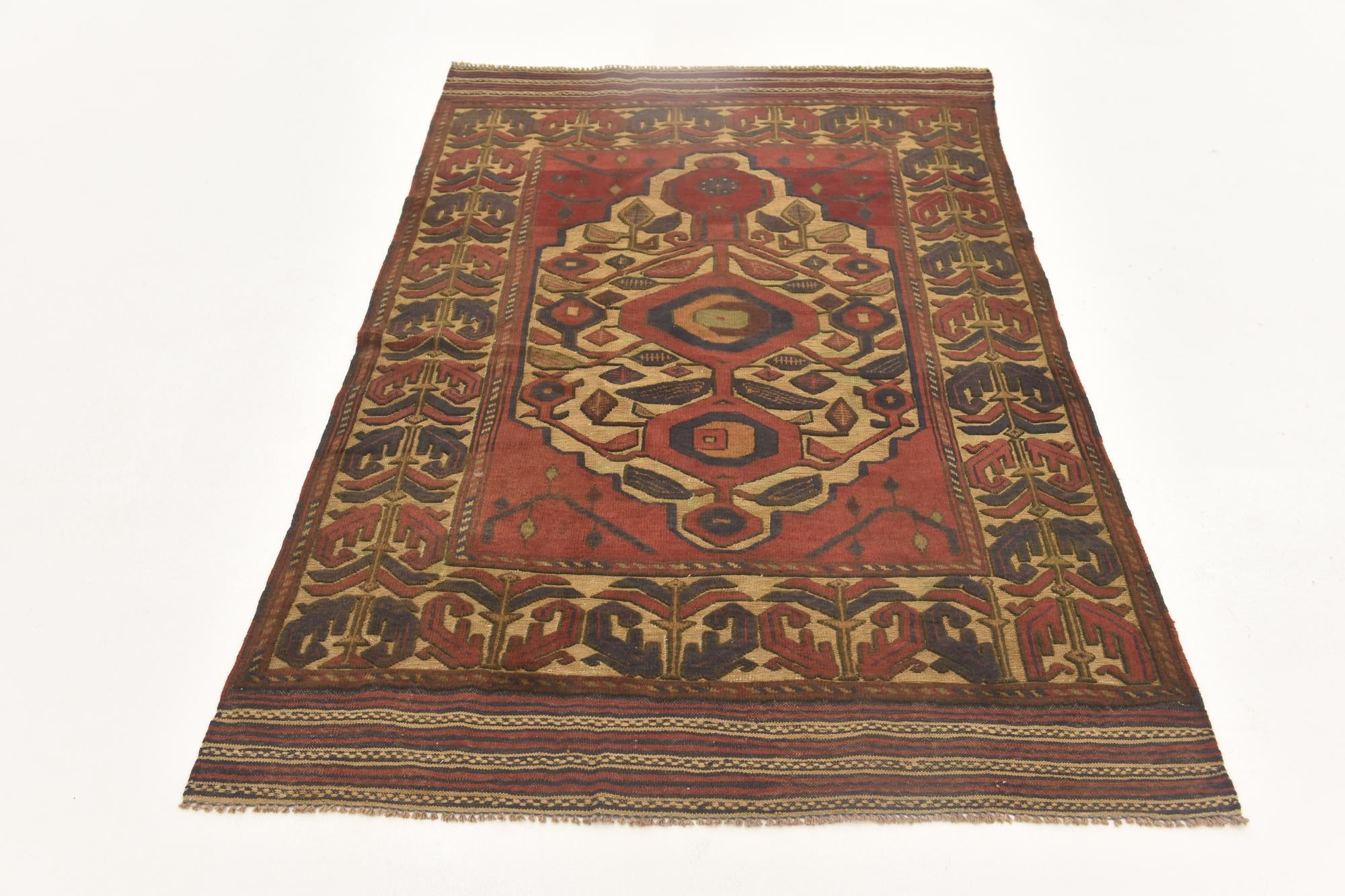 4' 1 x 6' 7 Hand Knotted Sumak Wool Rug