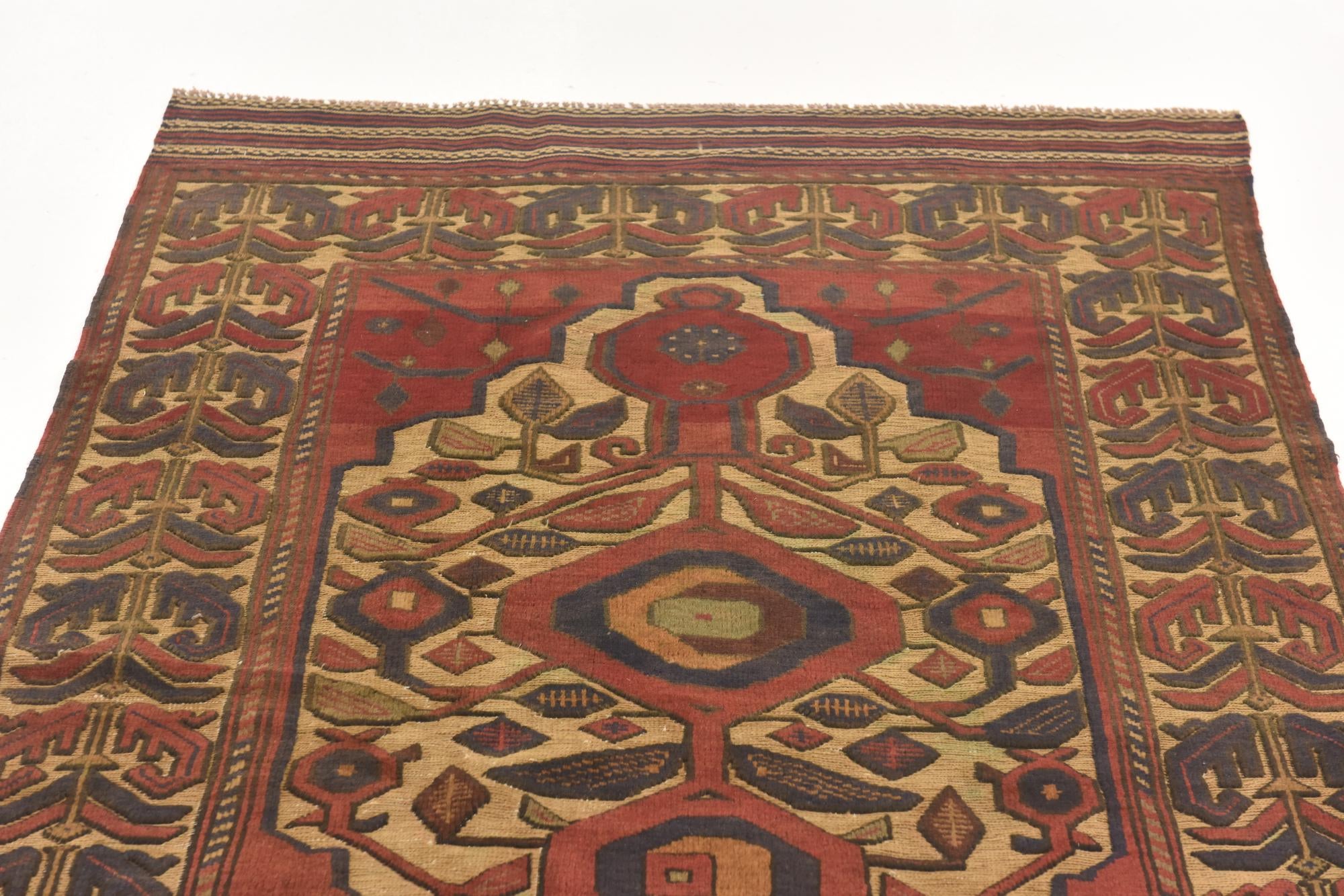 4' 1 x 6' 7 Hand Knotted Sumak Wool Rug
