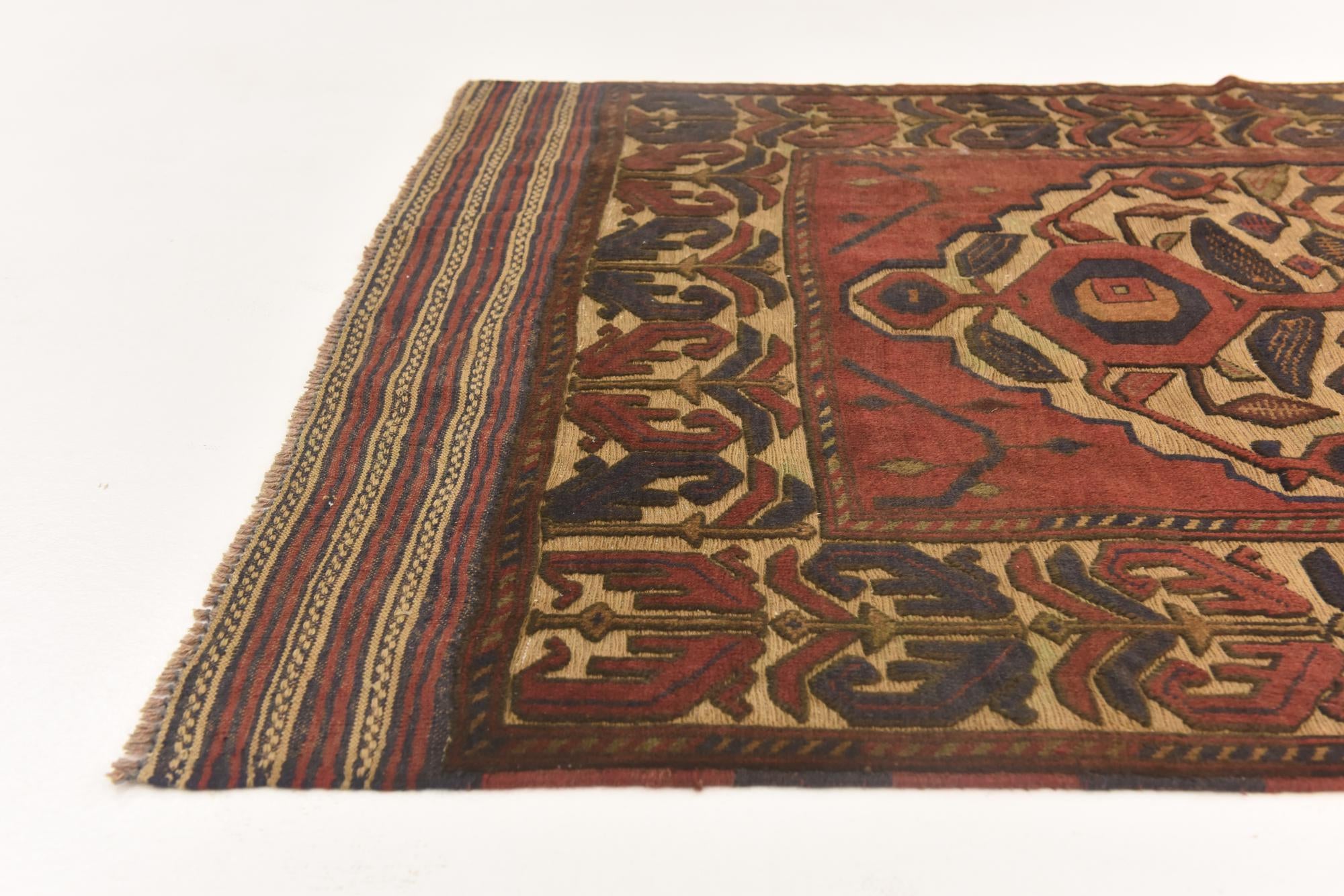 4' 1 x 6' 7 Hand Knotted Sumak Wool Rug