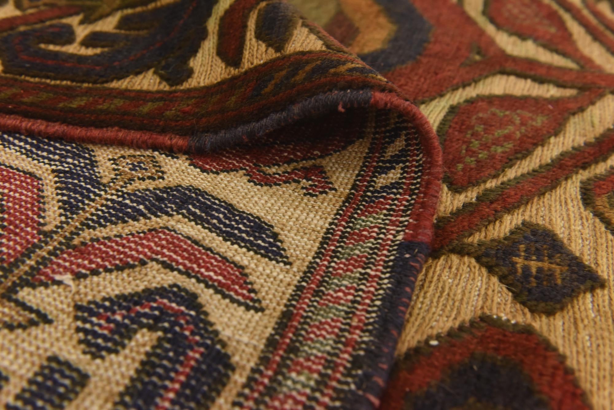 4' 1 x 6' 7 Hand Knotted Sumak Wool Rug