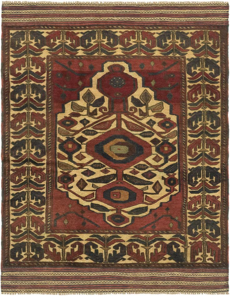 Detail image of 4' 1 x 6' 7 Hand Knotted Sumak Wool Rug