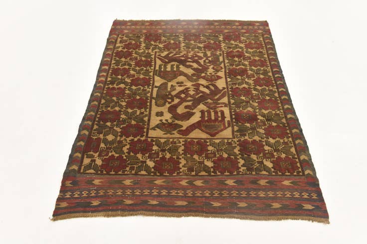Detail image of 4' x 6' 1 Hand Knotted Sumak Wool Rug
