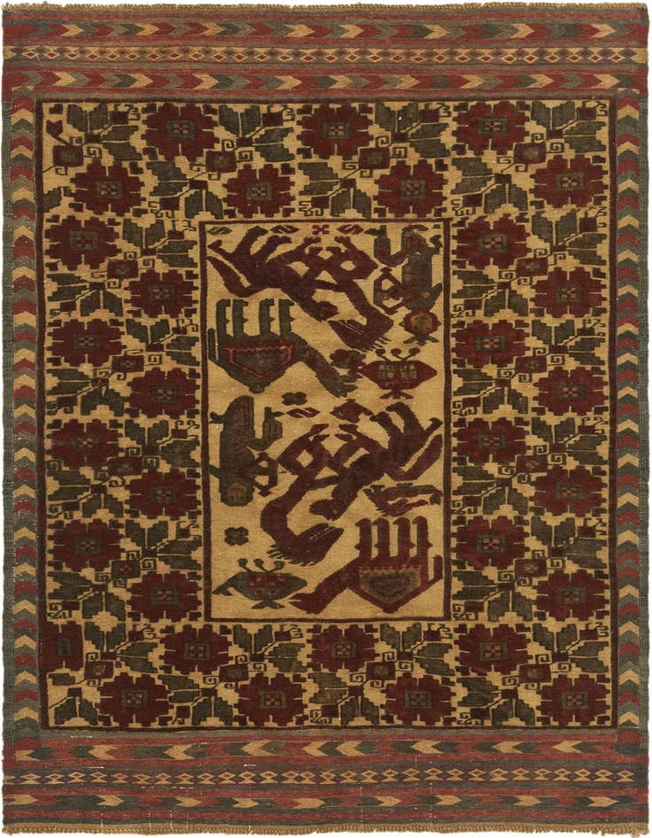 Detail image of 4' x 6' 1 Hand Knotted Sumak Wool Rug