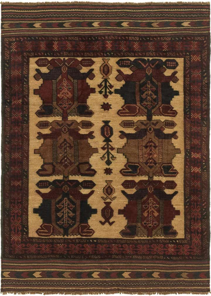 3' 9 x 5' 11 Hand Knotted Sumak Wool Rug