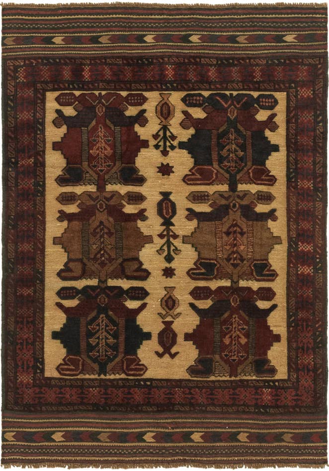 Detail image of 3' 9 x 5' 11 Hand Knotted Sumak Wool Rug