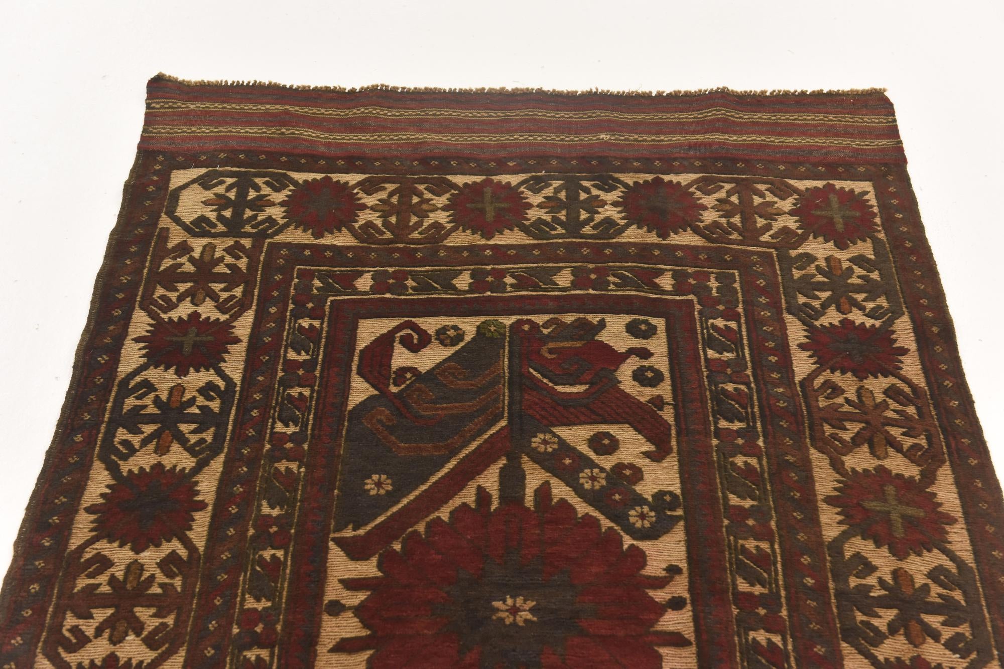 3' 7 x 6' Hand Knotted Sumak Wool Rug