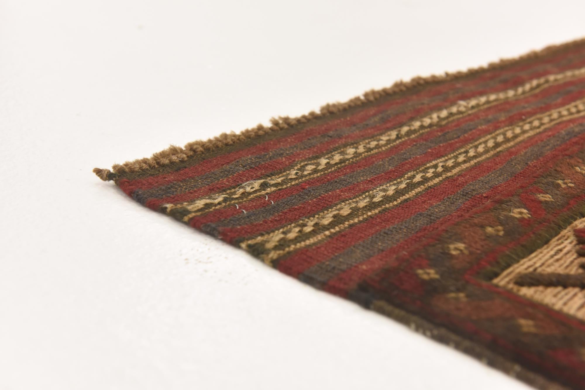 3' 7 x 6' Hand Knotted Sumak Wool Rug