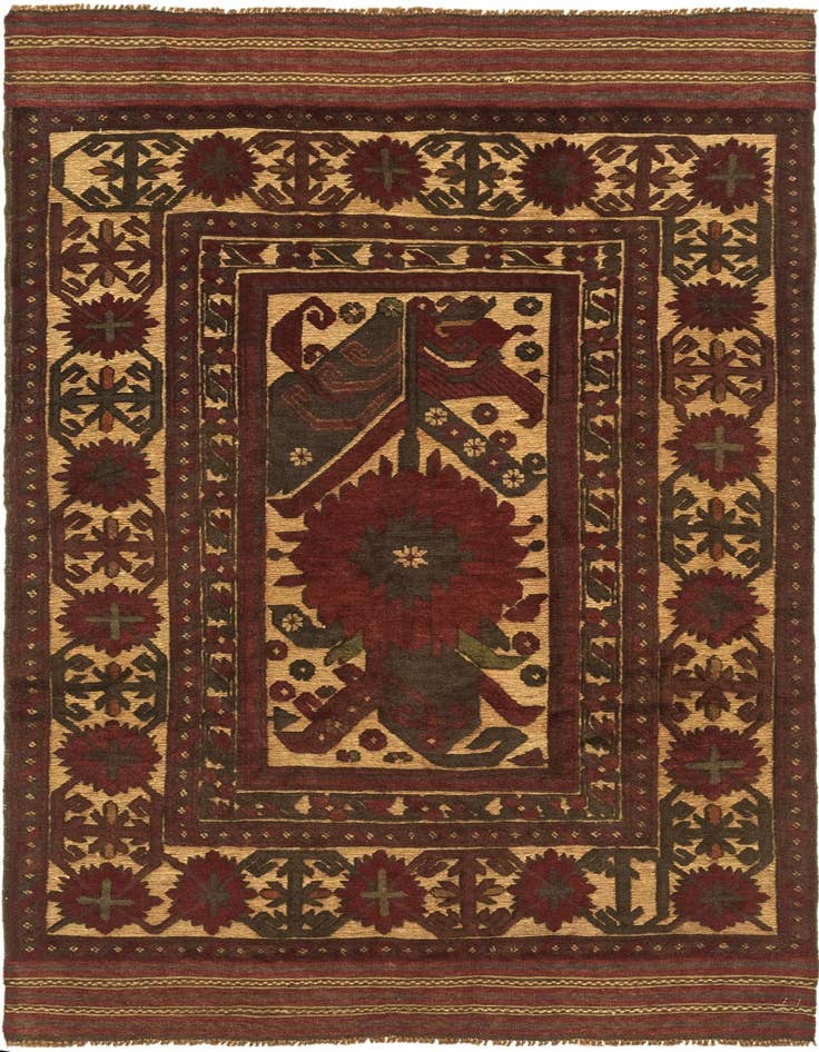 Detail image of 3' 7 x 6' Hand Knotted Sumak Wool Rug