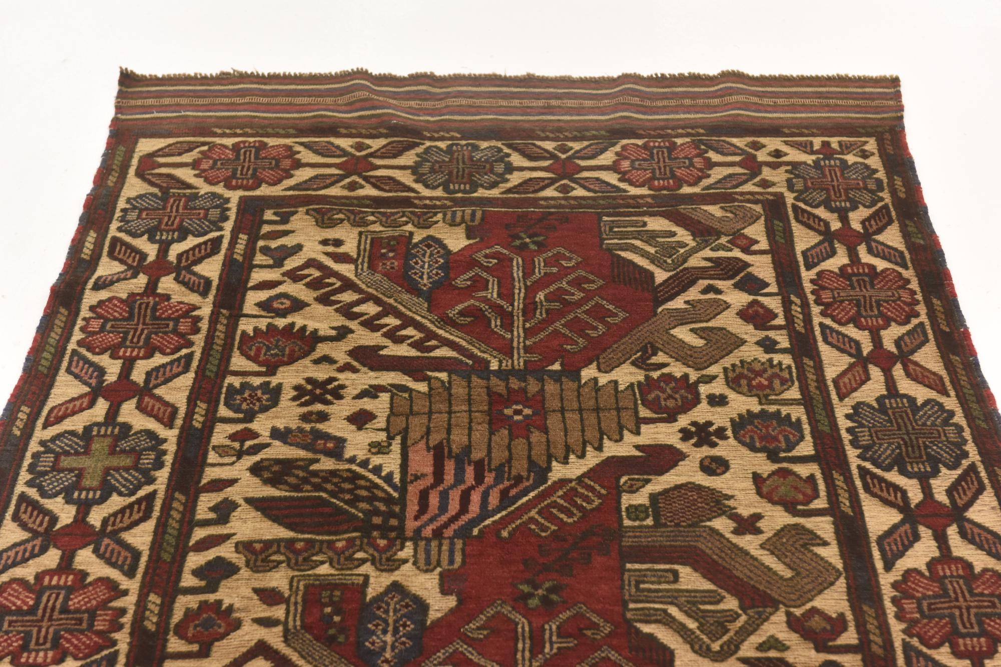 3' 11 x 6' 1 Hand Knotted Sumak Wool Rug