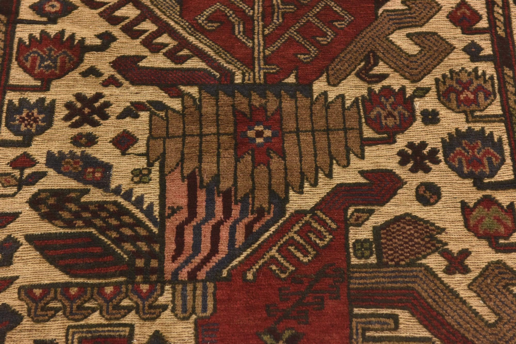 3' 11 x 6' 1 Hand Knotted Sumak Wool Rug