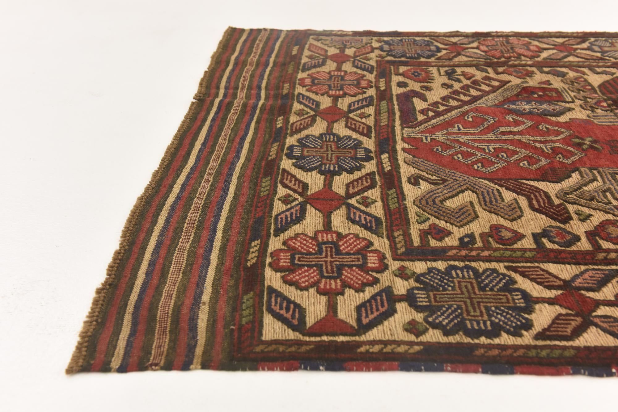 3' 11 x 6' 1 Hand Knotted Sumak Wool Rug