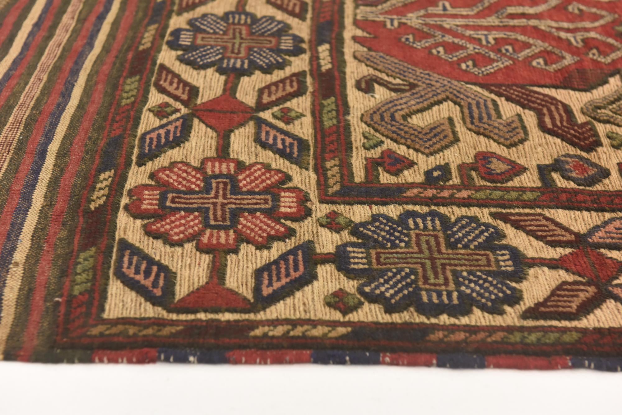 3' 11 x 6' 1 Hand Knotted Sumak Wool Rug