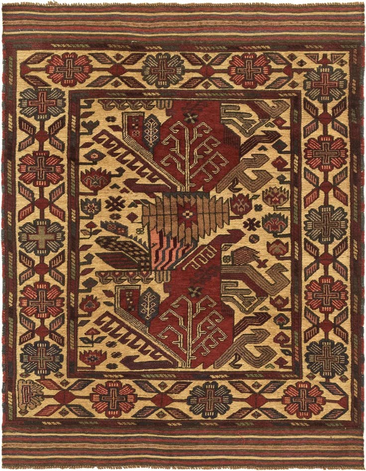 Detail image of 3' 11 x 6' 1 Hand Knotted Sumak Wool Rug